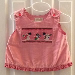 Rosalina girls 3T smocked snowman shirt ruffles